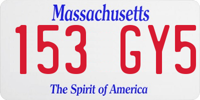 MA license plate 153GY5