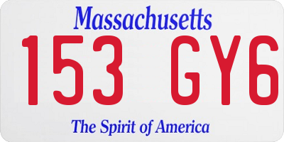 MA license plate 153GY6