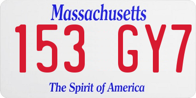 MA license plate 153GY7