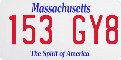MA license plate 153GY8