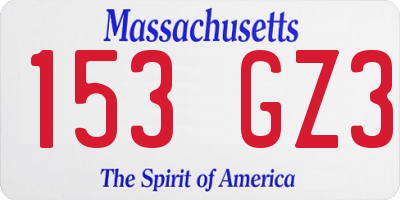 MA license plate 153GZ3