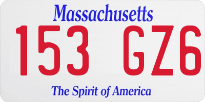 MA license plate 153GZ6