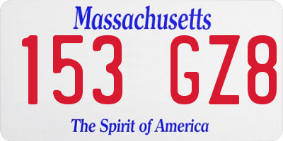MA license plate 153GZ8