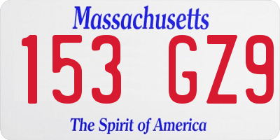 MA license plate 153GZ9