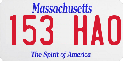 MA license plate 153HA0