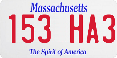 MA license plate 153HA3