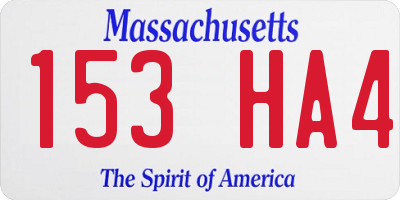 MA license plate 153HA4