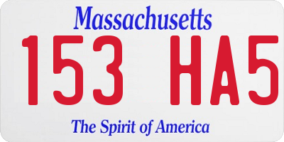 MA license plate 153HA5