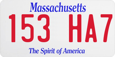 MA license plate 153HA7