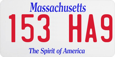 MA license plate 153HA9