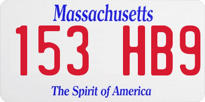 MA license plate 153HB9