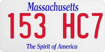 MA license plate 153HC7