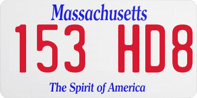 MA license plate 153HD8