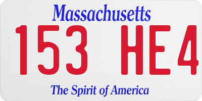 MA license plate 153HE4