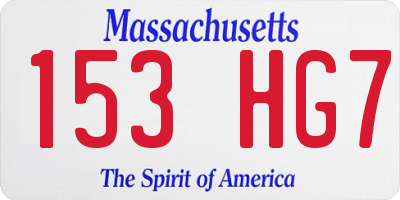MA license plate 153HG7