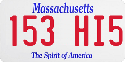 MA license plate 153HI5