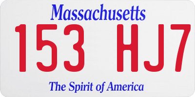 MA license plate 153HJ7