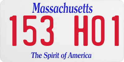 MA license plate 153HO1