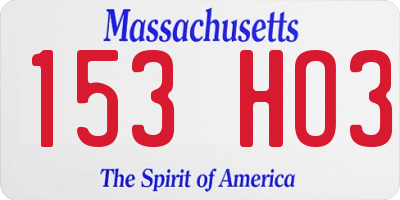MA license plate 153HO3