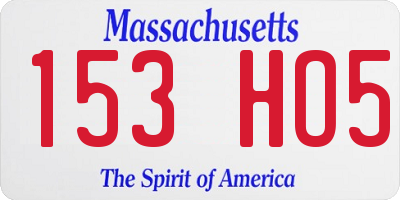 MA license plate 153HO5