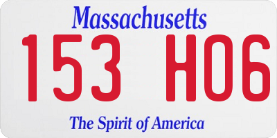 MA license plate 153HO6