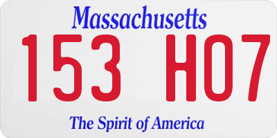 MA license plate 153HO7