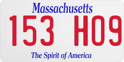 MA license plate 153HO9