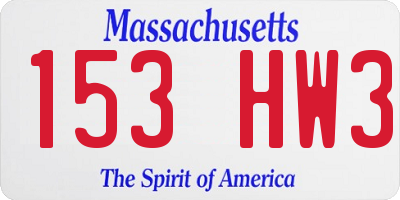 MA license plate 153HW3