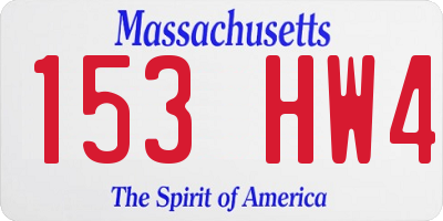 MA license plate 153HW4