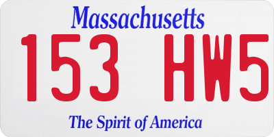MA license plate 153HW5