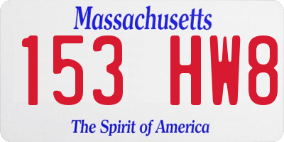 MA license plate 153HW8