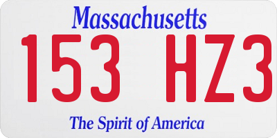 MA license plate 153HZ3