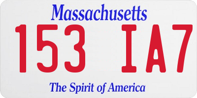 MA license plate 153IA7
