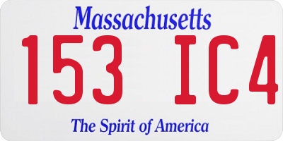 MA license plate 153IC4