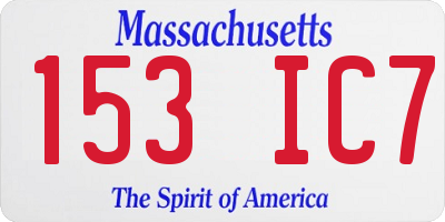 MA license plate 153IC7