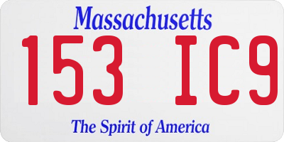 MA license plate 153IC9
