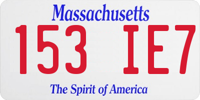 MA license plate 153IE7