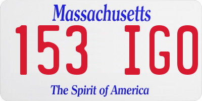MA license plate 153IG0