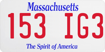 MA license plate 153IG3