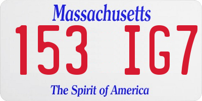 MA license plate 153IG7