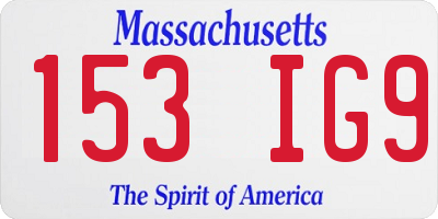 MA license plate 153IG9