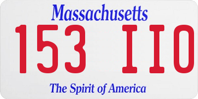 MA license plate 153II0