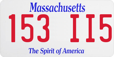 MA license plate 153II5