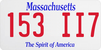 MA license plate 153II7