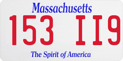 MA license plate 153II9