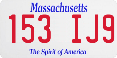 MA license plate 153IJ9