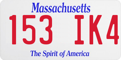 MA license plate 153IK4