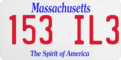 MA license plate 153IL3