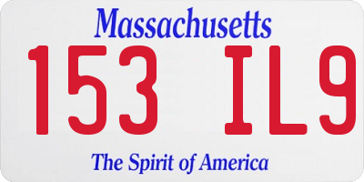MA license plate 153IL9