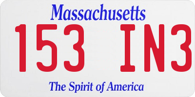 MA license plate 153IN3